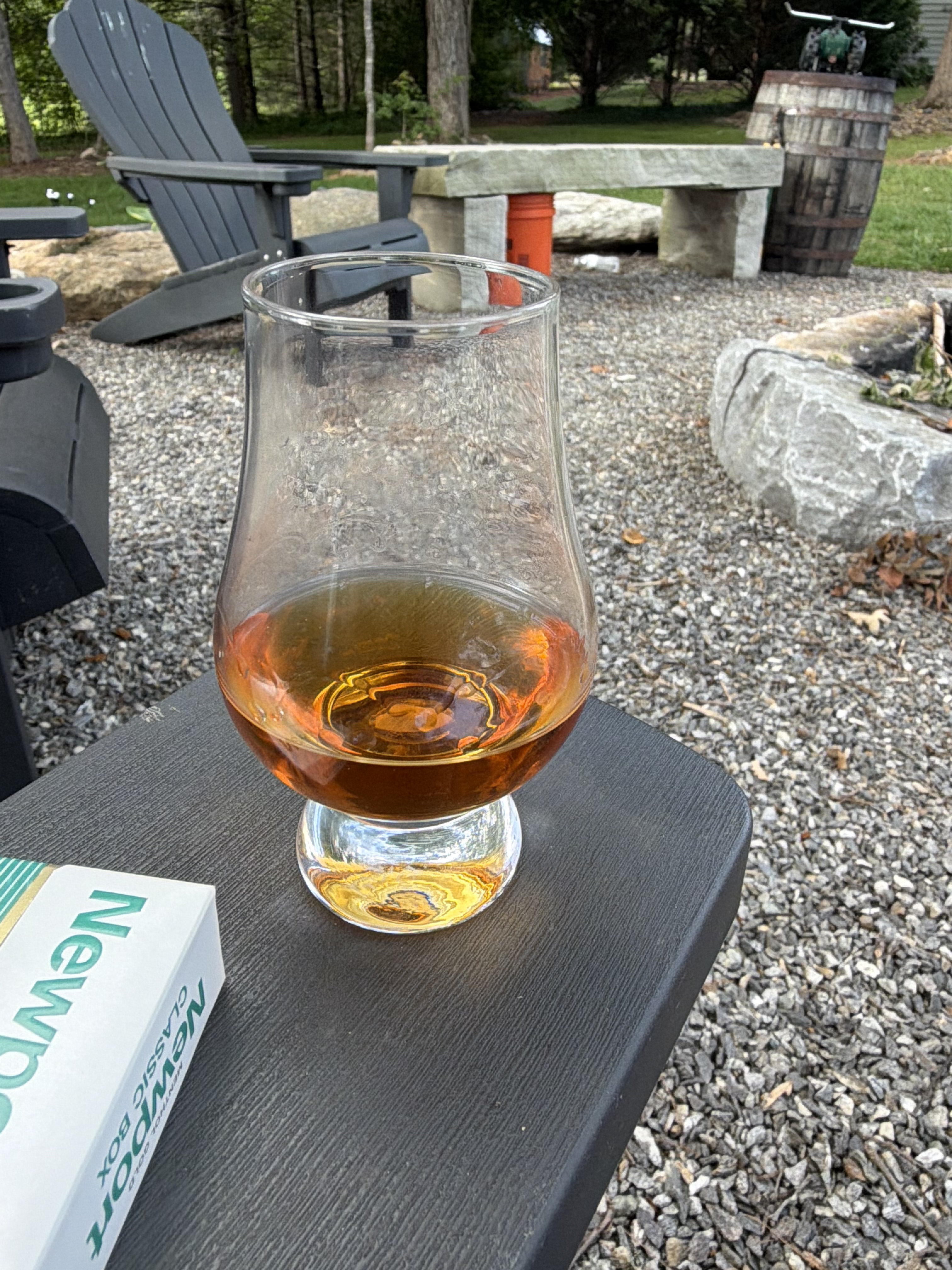 Bourbon pours and tasting glasses at a Dudes Drinking Bourbon fire pit night (photo 9)